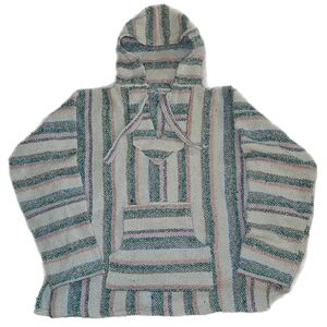 Chico's Striped Baja Hoodie Sweater in Cream, Teal, Purple